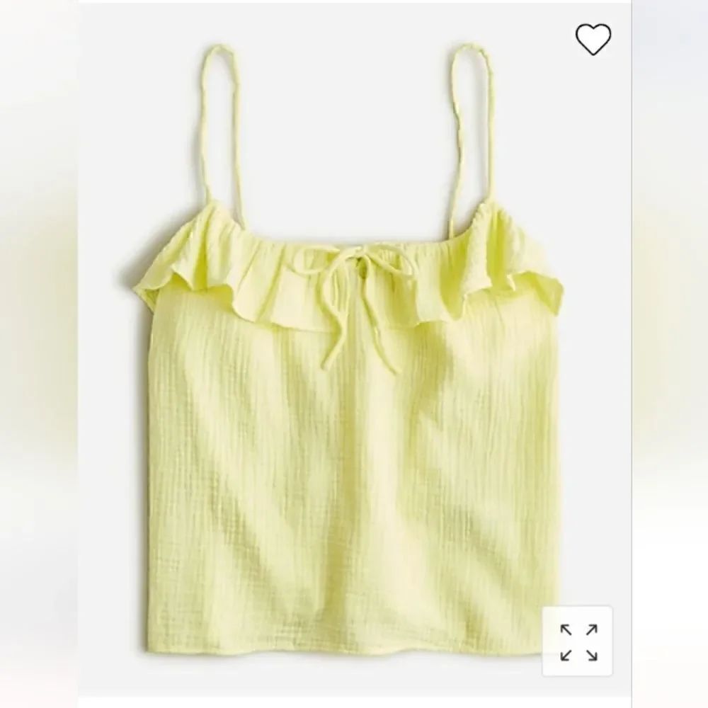 J Crew Gauze Ruffle Neck Cotton Camisole Yellow XSMALL NWT